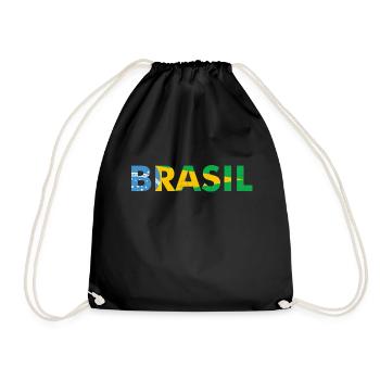 Brasilien Flaggendesign in Nationalfarben - Turnbeutel - Schwarz - Vorne