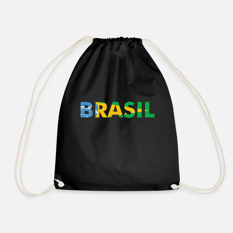 Brazil flag design in national colors - Drawstring Bag - black