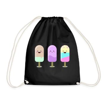 Kawaii Ice Cream - Drawstring Bag - black - Front
