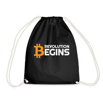 Revolution beginnt Bitcoin-Krypto - Turnbeutel - Schwarz - Vorne