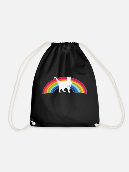 regenbogen katze - Turnbeutel - Schwarz
