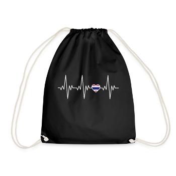 Thailand Heartbeat ECG Gift - Drawstring Bag - black - Front