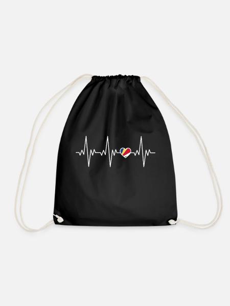 Seychellen Herzschlag EKG Geschenk - Turnbeutel - Schwarz