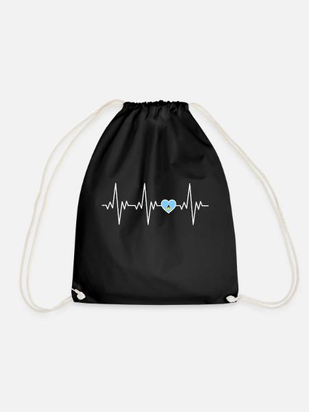 St Lucia Heartbeat ECG Gift - Drawstring Bag - black