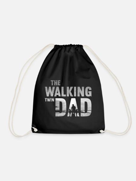 Father of Twins - The Walking Twin Dad Motif - Drawstring Bag - black