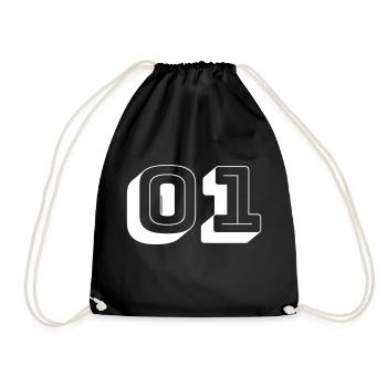 01 - Number - Team - Drawstring Bag - black - Front