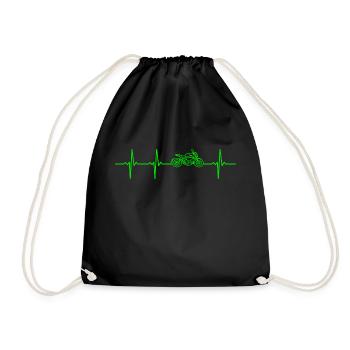 Motorcycle Motorsport Heartbeat ECG Motorbike - Drawstring Bag - black - Front