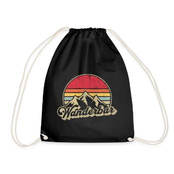 Wanderbar Retro Vintag Bergsport Sonnenaufgang - Turnbeutel - Schwarz - Vorne