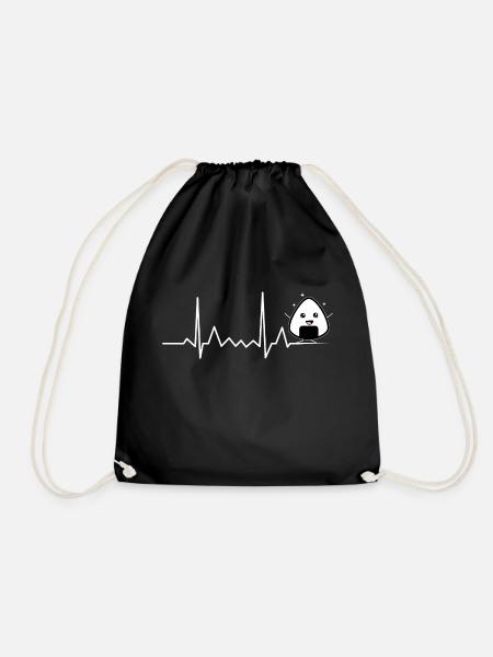 Onigiri Herzschlag EKG Puls - Turnbeutel - Schwarz