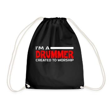 I'm A Drummer Created To Worship 4 - Drawstring Bag - black - Front