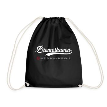 Bremerhaven Koordinaten - Turnbeutel - Schwarz - Vorne