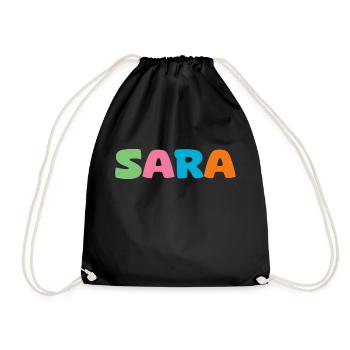 Name - Sara - Drawstring Bag - black - Front