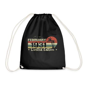 February Vintage 93rd Birthday Born 1931 Vibe - Drawstring Bag - black - Front
