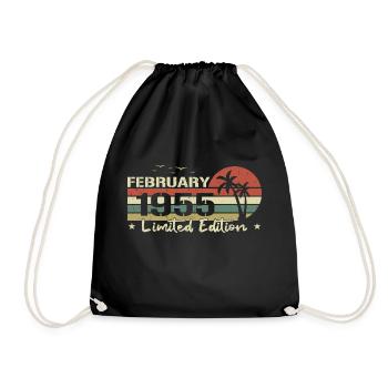 February Vintage 69th Anniversary Born 1955 Vibe - Drawstring Bag - black - Front
