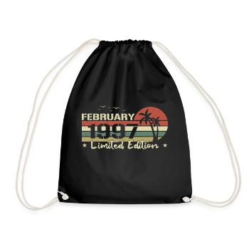 February Vintage 27th Anniversary Born 1997 Vibe - Drawstring Bag - black - Front