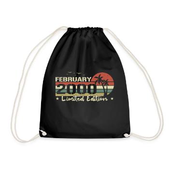 February Vintage 24th Anniversary Born 2000 Vibe - Drawstring Bag - black - Front