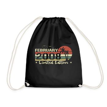 February Vintage 16th Anniversary Born 2008 Vibe - Drawstring Bag - black - Front