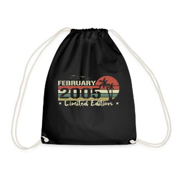 February Vintage 19th Anniversary Born 2005 Vibe - Drawstring Bag - black - Front