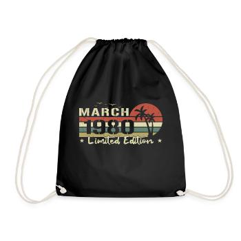March Vintage 44th Anniversary Born 1980 Vibe - Drawstring Bag - black - Front