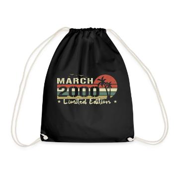 Vintage March 24th Anniversary Born 2000 Vibe - Drawstring Bag - black - Front