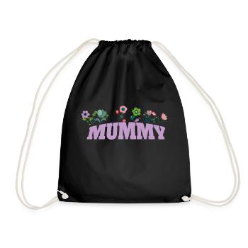 Mummy Blumen Motiv - Turnbeutel - Schwarz - Vorne