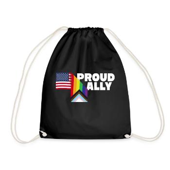 Stolzer Verbündeter und stolzer Patriot USA Flagge LGBT Schwul - Turnbeutel - Schwarz - Vorne