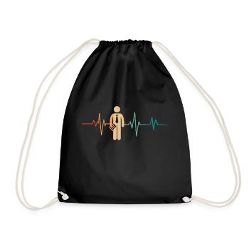 Retro-Buchhaltung Heartbeat - Turnbeutel - Schwarz - Vorne