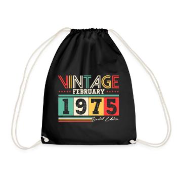50th Birthday Gift Husband Vintage February 1975 - Drawstring Bag - black - Front