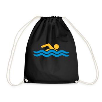 meer schwimmbad urlaub wellen wasser cool sport lo - Turnbeutel - Schwarz - Vorne