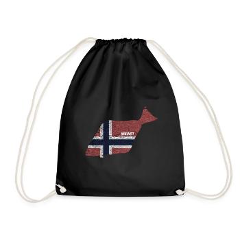 Heilbutt - Angeln in Norwegen - Turnbeutel - Schwarz - Vorne