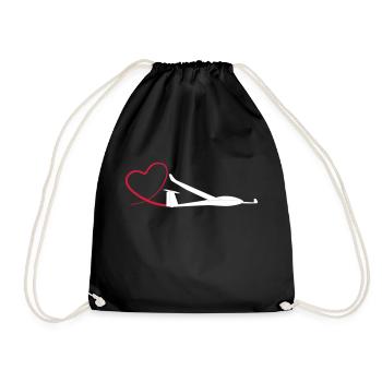 Glider love glide pilot plane - Drawstring Bag - black - Front