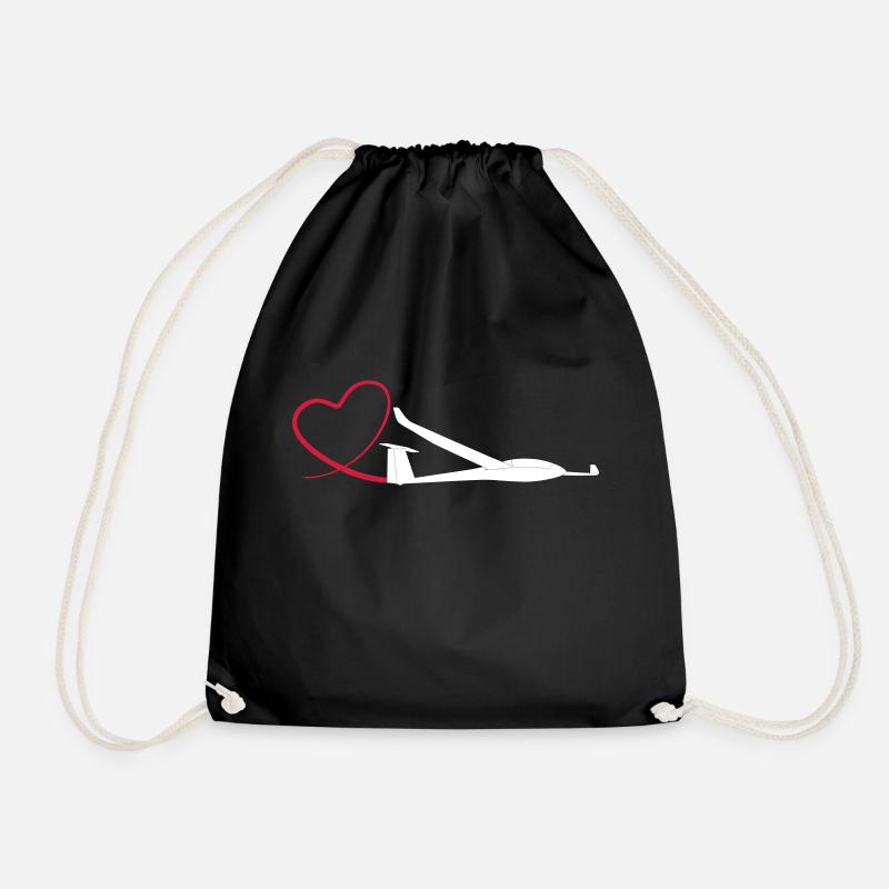 Glider love glide pilot plane - Drawstring Bag - black