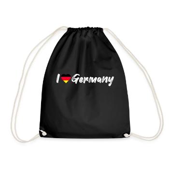 I love Germany Deutschland Spruch mit Herz Urlaub - Turnbeutel - Schwarz - Vorne