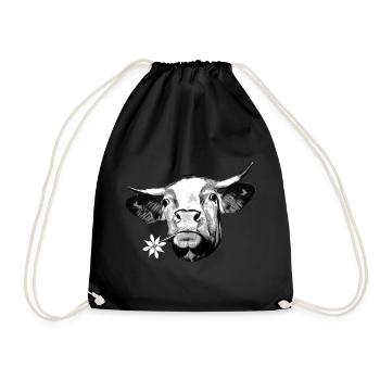 Cow beef farmer farmer cows farm alp funny - Drawstring Bag - black - Front