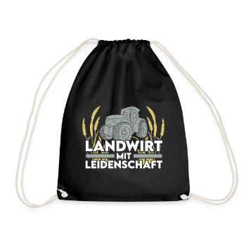 Landwirt Traktor Weizen Spruch - Turnbeutel - Schwarz - Vorne