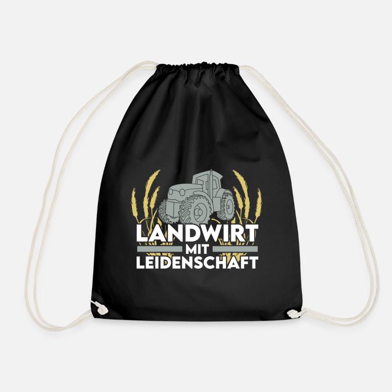 Landwirt Traktor Weizen Spruch - Turnbeutel - Schwarz
