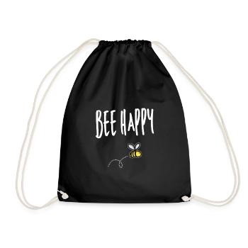 Bee happy Biene Imker Wespe Honig Spruch Bienen - Turnbeutel - Schwarz - Vorne