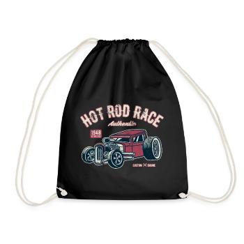 HOTROD HOT ROD RETRO VINTAGE HOTRODS MUSCLE MOTIF - Drawstring Bag - black - Front