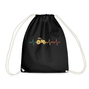 Tractor Heartbeat Retro Farmer - Drawstring Bag - black - Front
