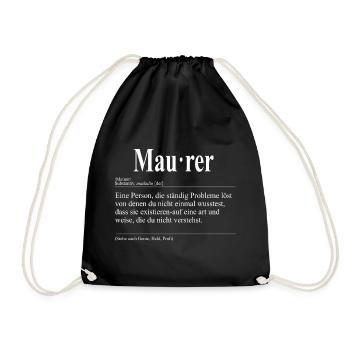 Maurer Lustige Berufs Definition - Turnbeutel - Schwarz - Vorne