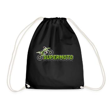 Supermoto lettering white - Drawstring Bag - black - Front