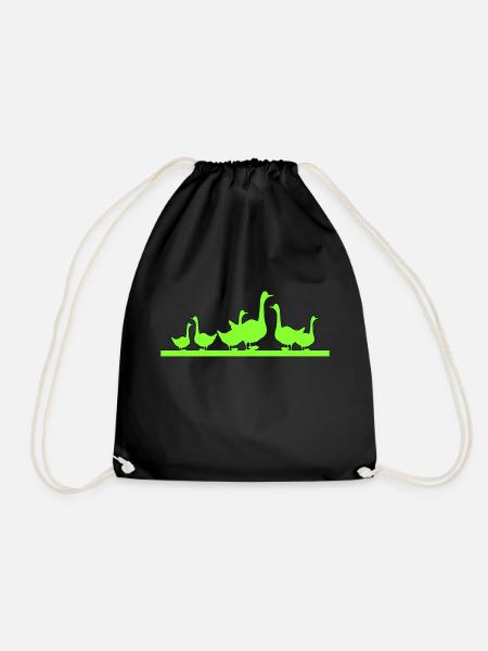 Goose Geese Family - Drawstring Bag - black