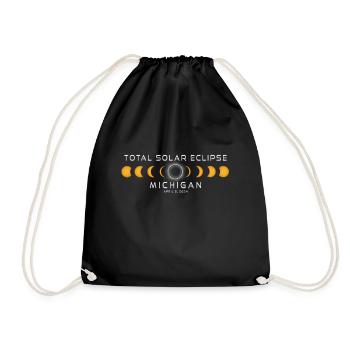 Michigan Solar Eclipse 2024 April 8 Souvenir - Drawstring Bag - black - Front