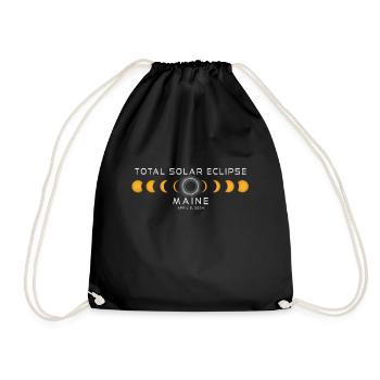 Maine Solar Eclipse 2024 April 8 Souvenir - Drawstring Bag - black - Front