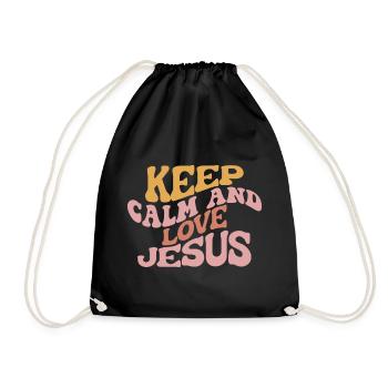 Keep Calm And Love Jesus - Drawstring Bag - black - Front