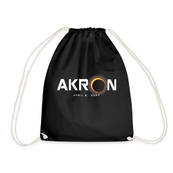 Akron Ohio 2024 Eclipse Souvenir April 8 - Drawstring Bag - black - Front