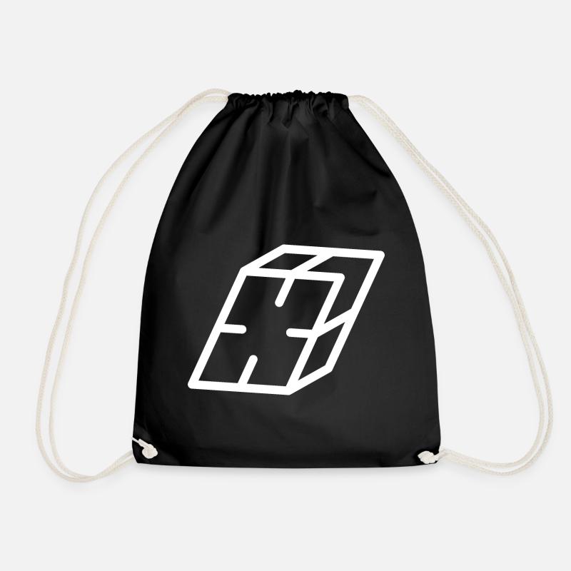 Outline Letter X - Drawstring Bag - black