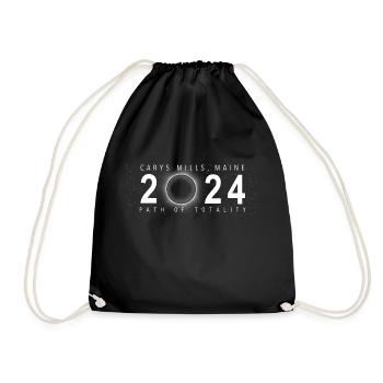 Solar Eclipse Carys Mills Maine April 8 2024 - Drawstring Bag - black - Front
