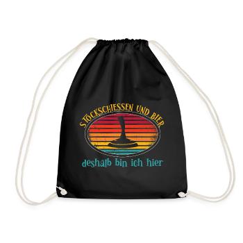 Stockschießen und Bier deshalb bin ich hier - Turnbeutel - Schwarz - Vorne