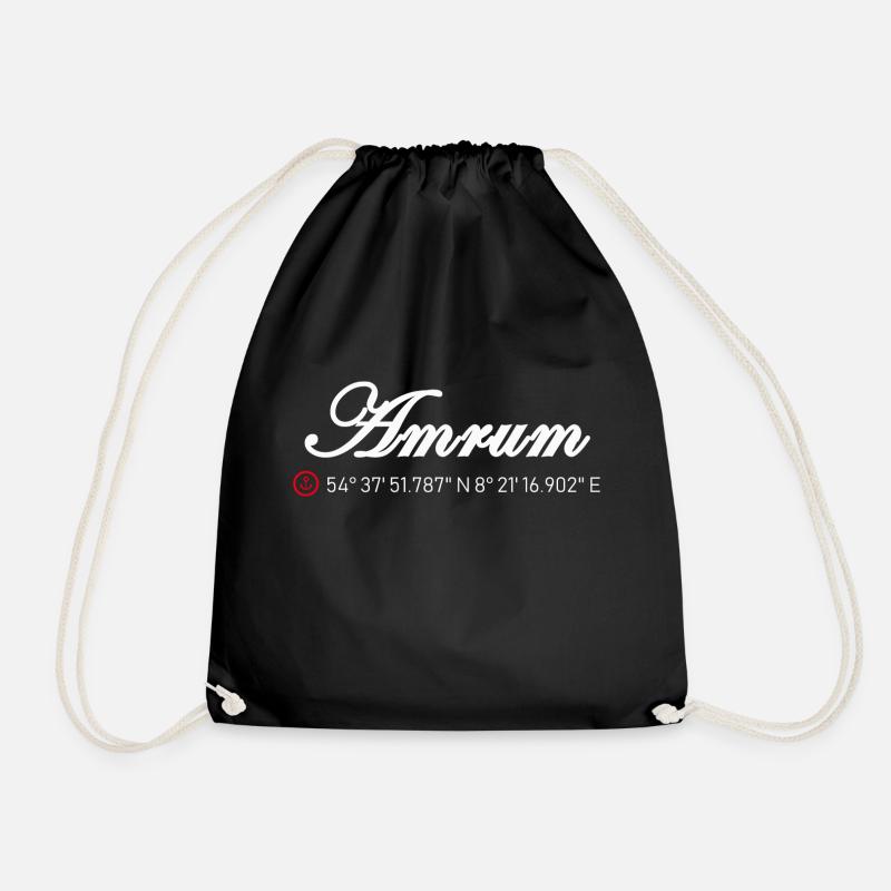 Amrum Koordinaten - Turnbeutel - Schwarz